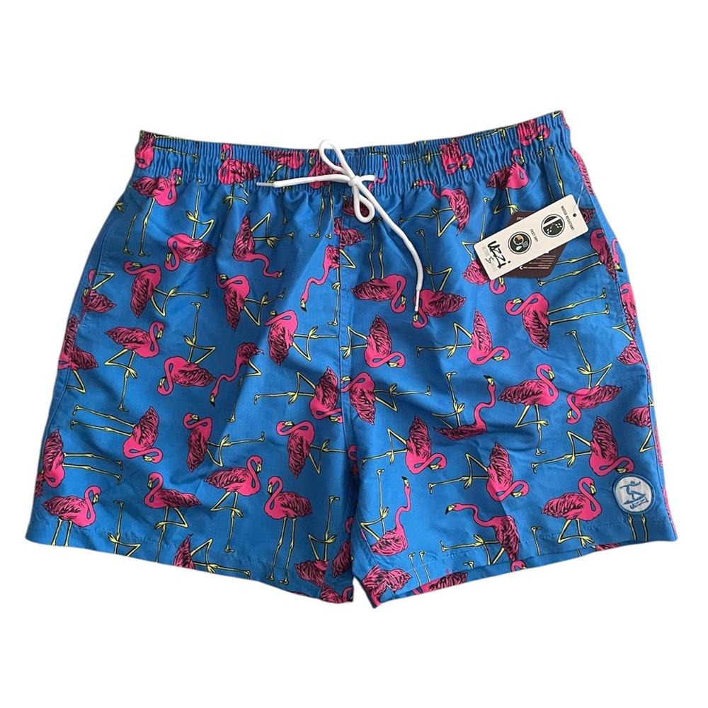 Uzzi Amphibious Gear Mesh Lined Flamingo Swim Shorts NWT